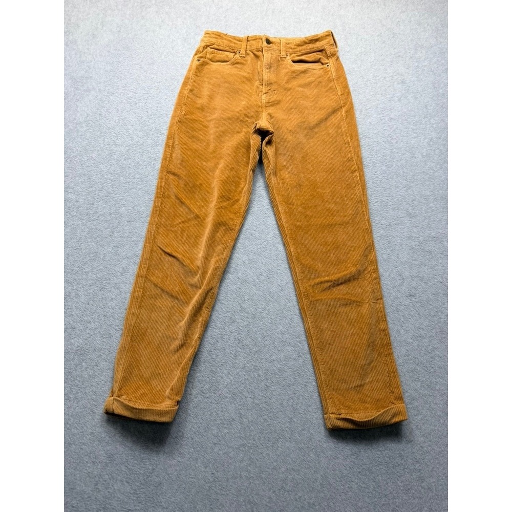 American Eagle Women Mustard Corduroy High Rise Straight Leg Pants Size 26